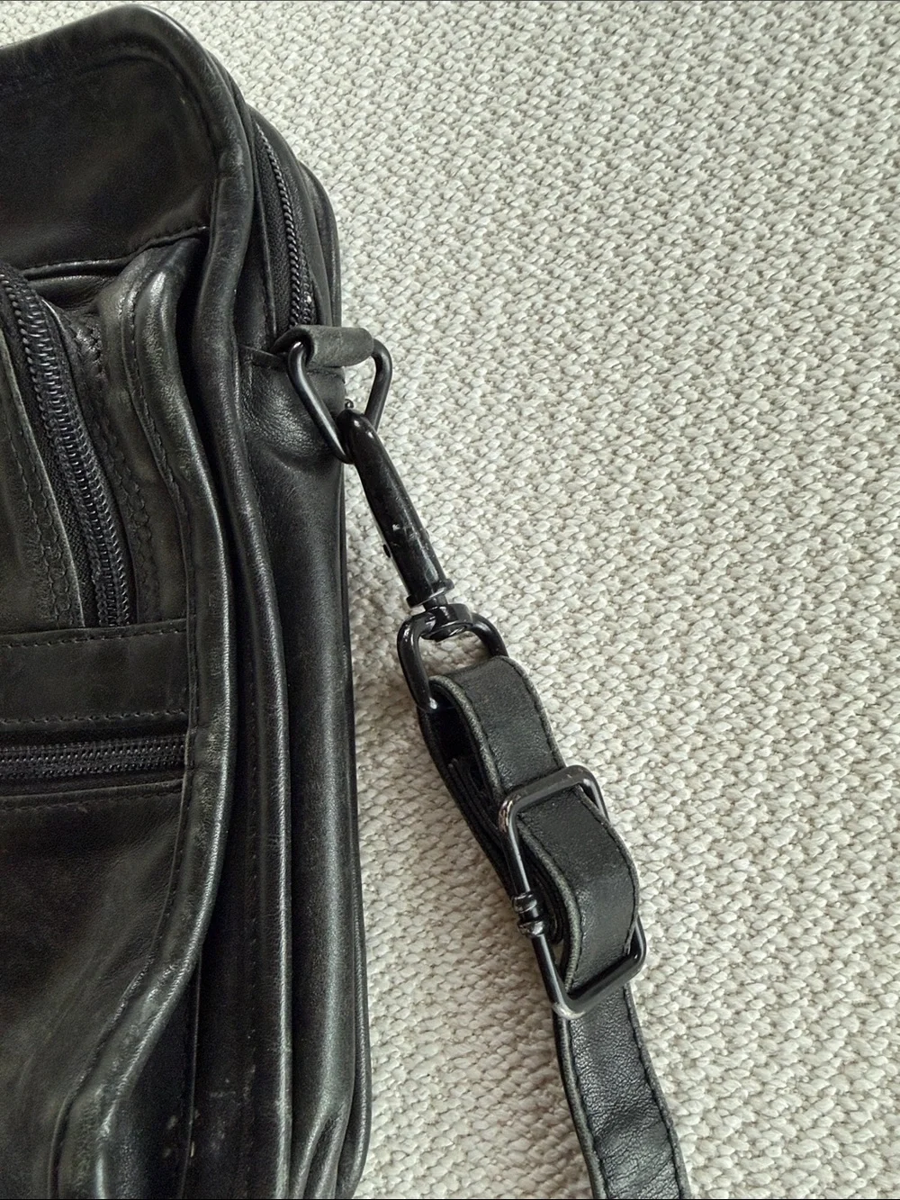 Tumi Black Leather Messenger Bag